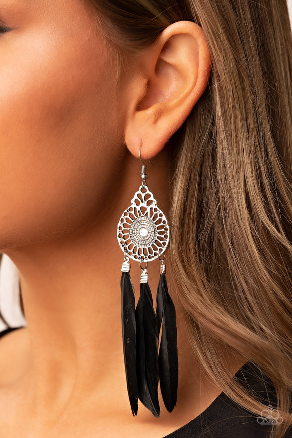 Pretty in PLUMES - Black ~ Paparazzi Earrings - Glitzygals5dollarbling Paparazzi Boutique 