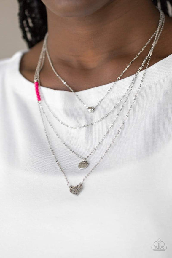 Paparazzi Accessories: Gypsy Heart - Pink Necklace - Glitzygals5dollarbling Paparazzi Boutique 