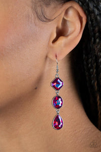 Reflective Rhinestones Pink ~ Paparazzi Earrings