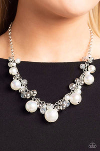 Scratched Shimmer White ~ Paparazzi Necklace