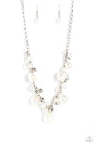 Scratched Shimmer White ~ Paparazzi Necklace