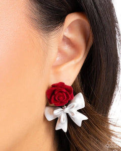 Rosette Rarity ~ Red Post Earrings