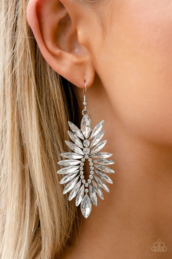 Turn Up the Luxe White ~ Paparazzi Earrings