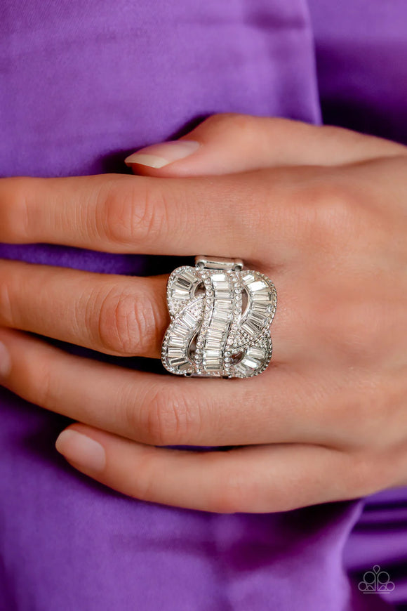 Six-Figure Flex White ~ Paparazzi Ring