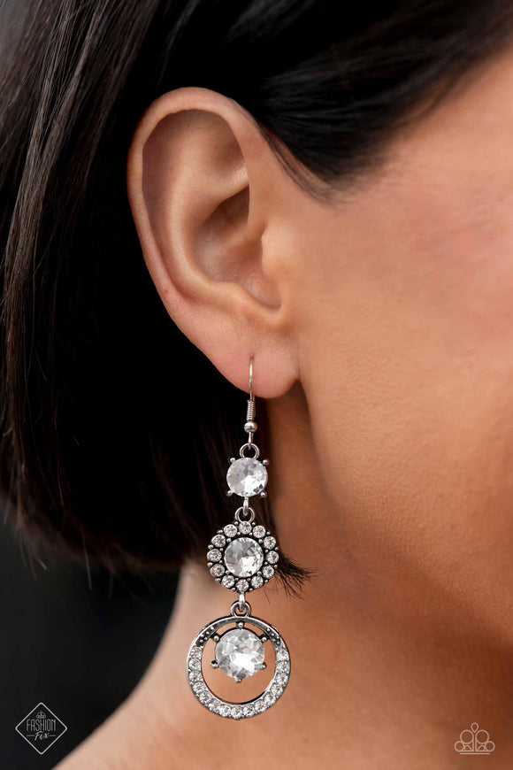 Enchanting Effulgence White ~ Paparazzi Earrings
