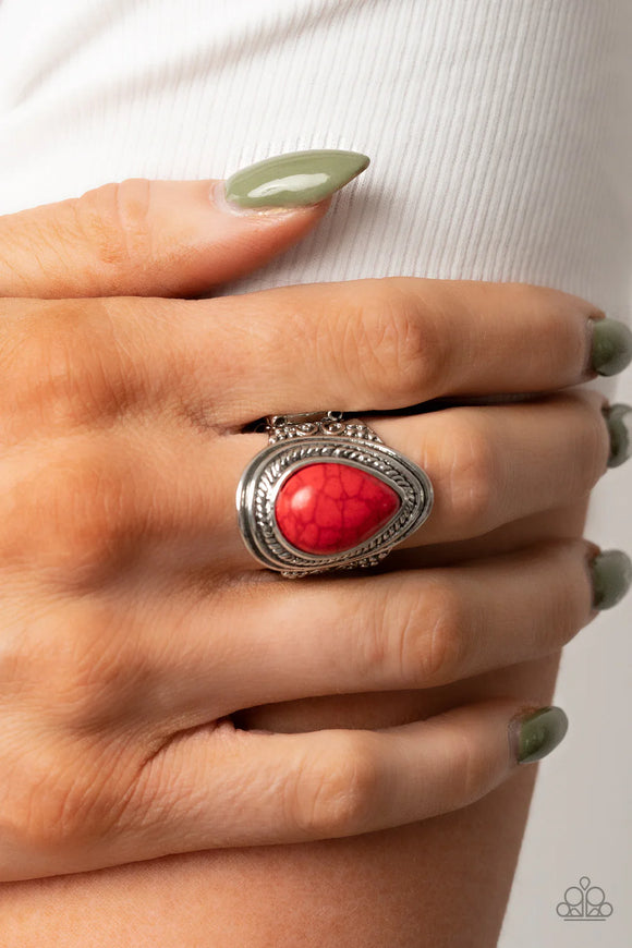 Saguaro Scene Red ~ Paparazzi Ring