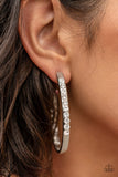 Borderline Brilliance White ~ Paparazzi Hoop Earrings