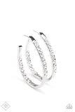 Borderline Brilliance White ~ Paparazzi Hoop Earrings