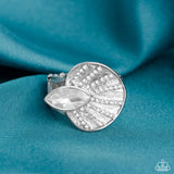 Fan Dance Dazzle White ~ Paparazzi Ring Life of the Party August 2023 - Glitzygals5dollarbling Paparazzi Boutique 