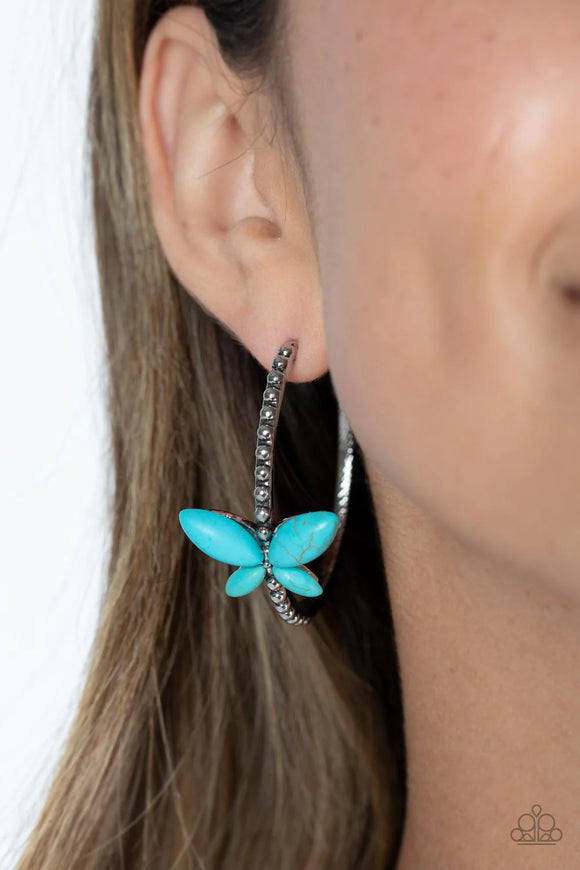 Bohemian Butterfly Blue ~ Paparazzi Earrings - Glitzygals5dollarbling Paparazzi Boutique 