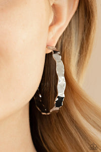 Exhilarated Edge Silver ~ Paparazzi Earrings - Glitzygals5dollarbling Paparazzi Boutique 