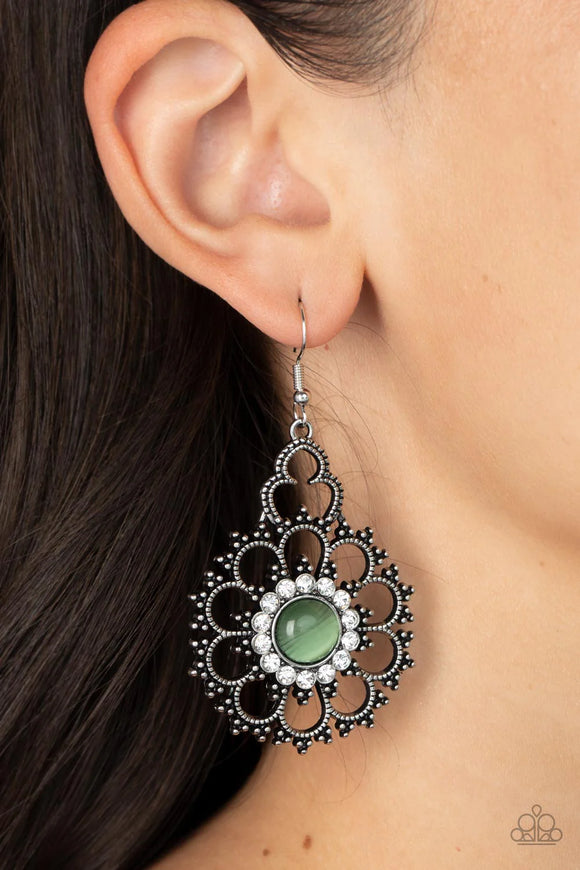 Floral Renaissance Green ~ Paparazzi Earrings - Glitzygals5dollarbling Paparazzi Boutique 