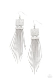 Dramatically Deco White ~ Paparazzi Earrings - Glitzygals5dollarbling Paparazzi Boutique 