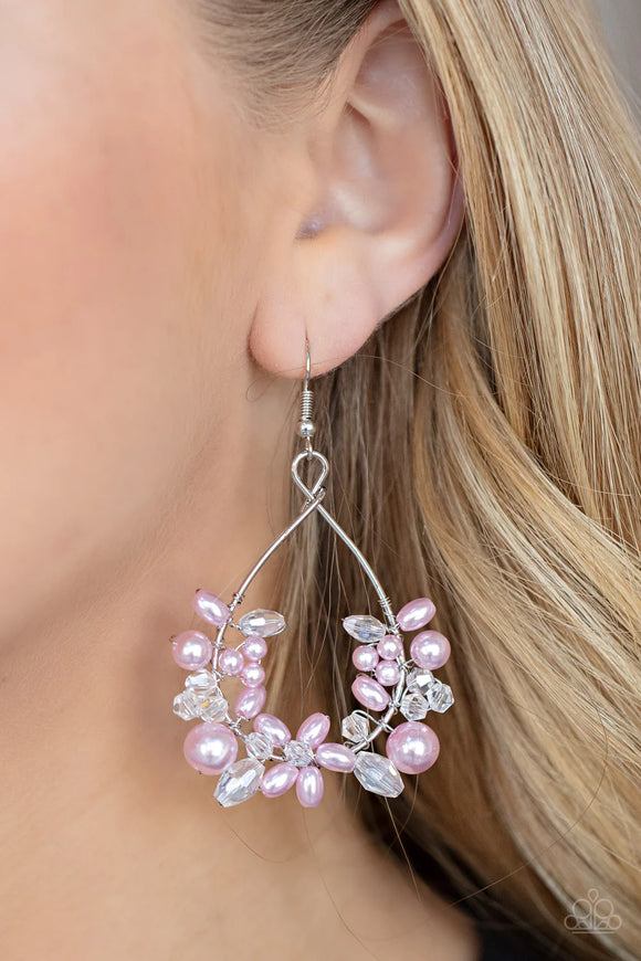 Marina Banquet Pink ~ Paparazzi Earrings - Glitzygals5dollarbling Paparazzi Boutique 