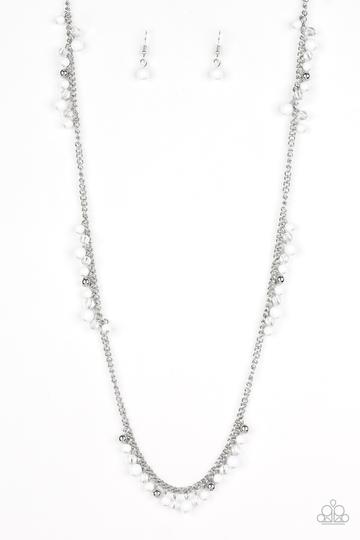 Paparazzi Miami Mojito - White Beads - Silver Chain Necklace and matching Earrings - Glitzygals5dollarbling Paparazzi Boutique 