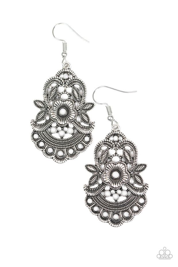 Paparazzi Blooming Bora Bora - Silver Earrings - Glitzygals5dollarbling Paparazzi Boutique 