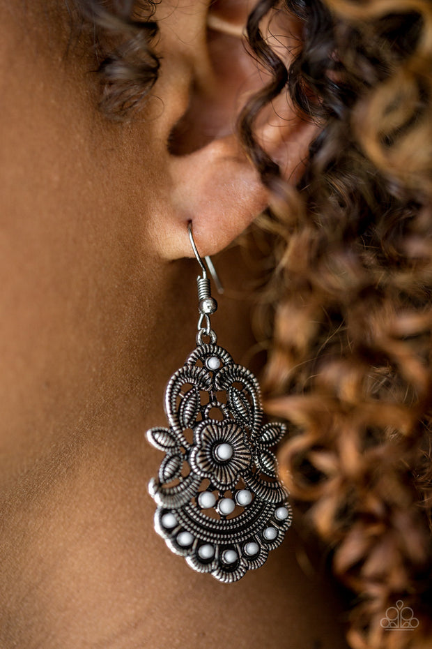 Paparazzi Blooming Bora Bora - Silver Earrings - Glitzygals5dollarbling Paparazzi Boutique 