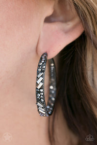 GLITZY By Association Black Hoop Earrings - Glitzygals5dollarbling Paparazzi Boutique 