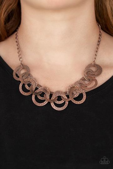 Paparazzi Treasure Tease - Copper - Antiqued Hammered Copper Discs - Necklace and matching Earrings - Glitzygals5dollarbling Paparazzi Boutique 