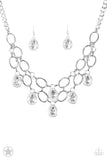 Show-Stopping Shimmer White Blockbuster Necklace Paparazzi - Glitzygals5dollarbling Paparazzi Boutique 