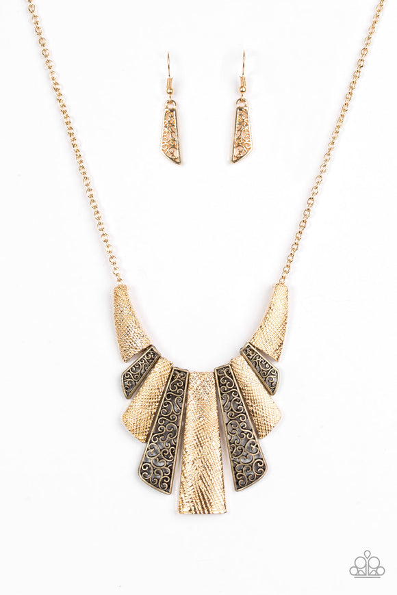 Paparazzi Cave Girl Grotto Gold Necklace - Glitzygals5dollarbling Paparazzi Boutique 