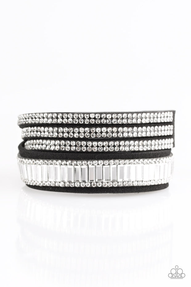 Just in SHOWTIME Black White Urban Double Wrap Bracelet - Glitzygals5dollarbling Paparazzi Boutique 