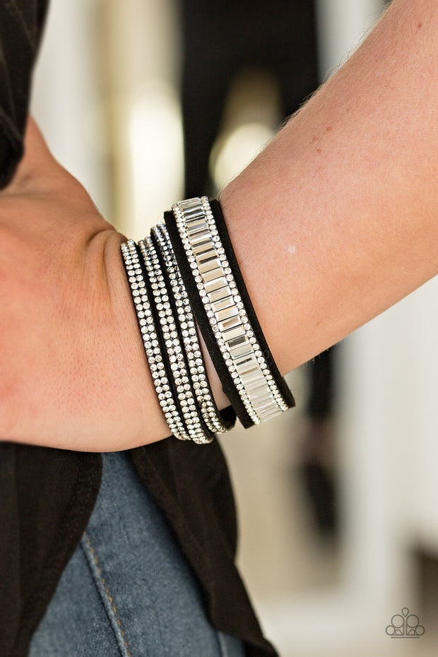 Just in SHOWTIME Black White Urban Double Wrap Bracelet - Glitzygals5dollarbling Paparazzi Boutique 
