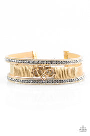 Hustlin Heart Gold Urban Paparazzi Bracelet - Glitzygals5dollarbling Paparazzi Boutique 