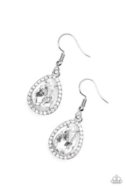 Paparazzi A One-Glam Show White Earring - Glitzygals5dollarbling Paparazzi Boutique 