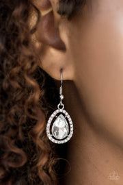 Paparazzi A One-Glam Show White Earring - Glitzygals5dollarbling Paparazzi Boutique 