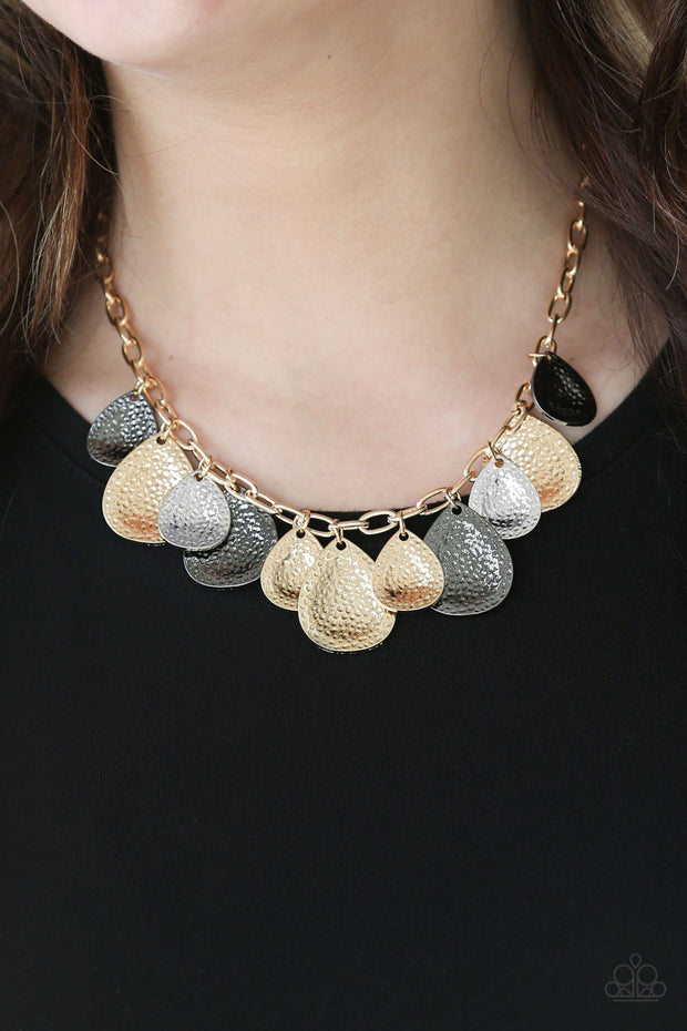 Paparazzi Storm Goddess Gold Multi Necklace - Glitzygals5dollarbling Paparazzi Boutique 