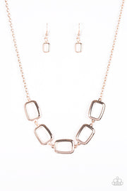 Gorgeously Geometric Rose Gold Necklace - Glitzygals5dollarbling Paparazzi Boutique 