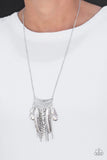 Fiercely Feathered Silver Necklace - Glitzygals5dollarbling Paparazzi Boutique 