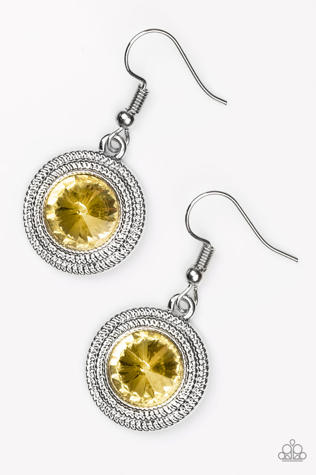Paparazzi Beginners LUXE Yellow Earring - Glitzygals5dollarbling Paparazzi Boutique 