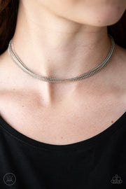 Paparazzi If You Dare Silver Choker necklace - Glitzygals5dollarbling Paparazzi Boutique 