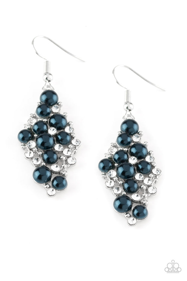 Paparazzi Famous Fashion Navy Blue Pearl and Rhinestone Earring - Glitzygals5dollarbling Paparazzi Boutique 