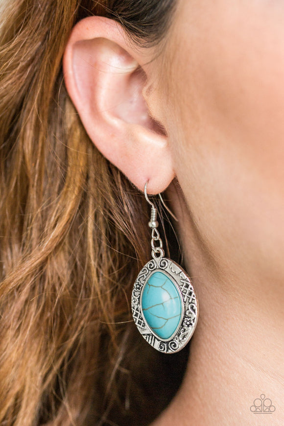 Paparazzi Aztec Horizons - Blue Earrings - Glitzygals5dollarbling Paparazzi Boutique 