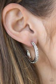 Twinkling Tinseltown White Hoop Earrings - Glitzygals5dollarbling Paparazzi Boutique 