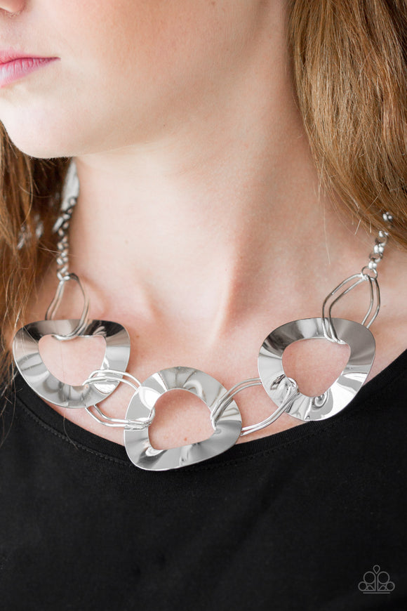 Modern Mechanics Silver Necklace - Glitzygals5dollarbling Paparazzi Boutique 