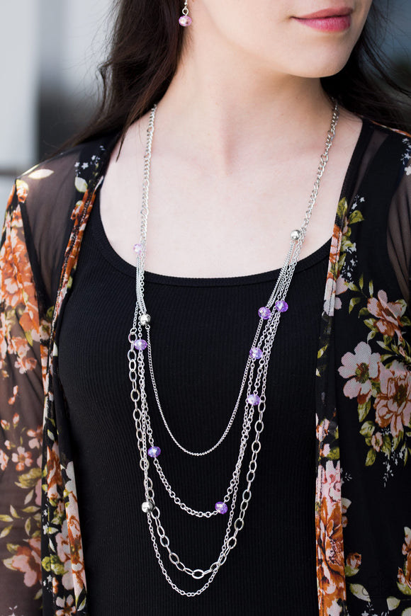 Glamour Grotto Purple Necklace - Glitzygals5dollarbling Paparazzi Boutique 