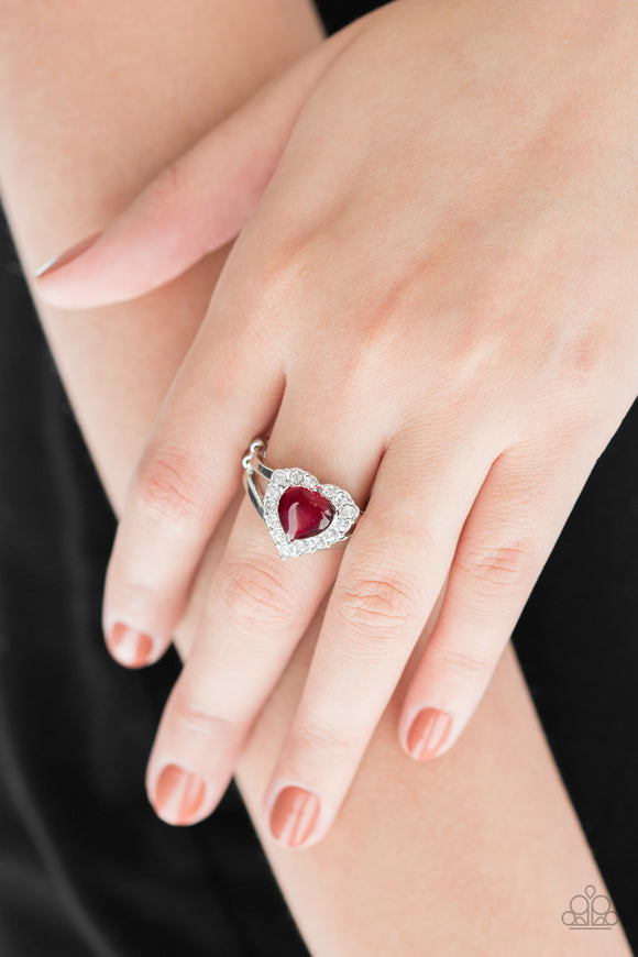 Paparazzi Love Is In The Air Red Moonstone and Rhinestone Ring - Glitzygals5dollarbling Paparazzi Boutique 