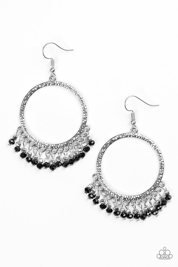 Paparazzi Tambourine Tango - Black Earrings - Glitzygals5dollarbling Paparazzi Boutique 