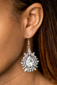 Paparazzi Diva Decor - White Earrings - Glitzygals5dollarbling Paparazzi Boutique 