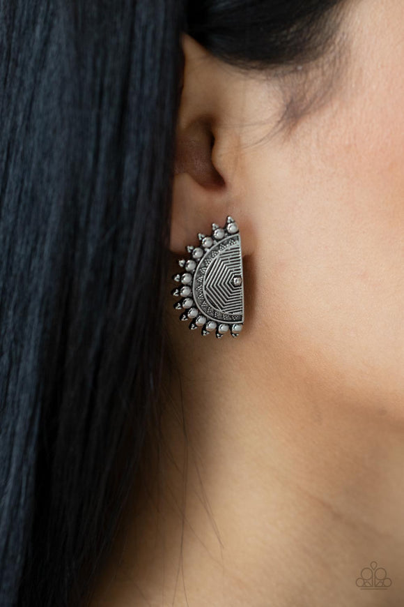 Fiercely Fanned Out - Silver ~ Paparazzi Earrings - Glitzygals5dollarbling Paparazzi Boutique 
