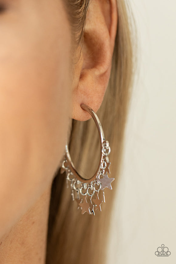 Paparazzi Earrings ~ Happy Independence Day - Silver - Glitzygals5dollarbling Paparazzi Boutique 