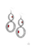Paparazzi Earrings ~ OVAL and OVAL Again - Red - Glitzygals5dollarbling Paparazzi Boutique 