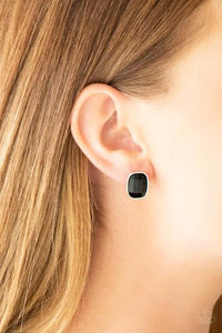 Paparazzi Incredibly Iconic - Black Gem - Silver Post Earrings - Glitzygals5dollarbling Paparazzi Boutique 