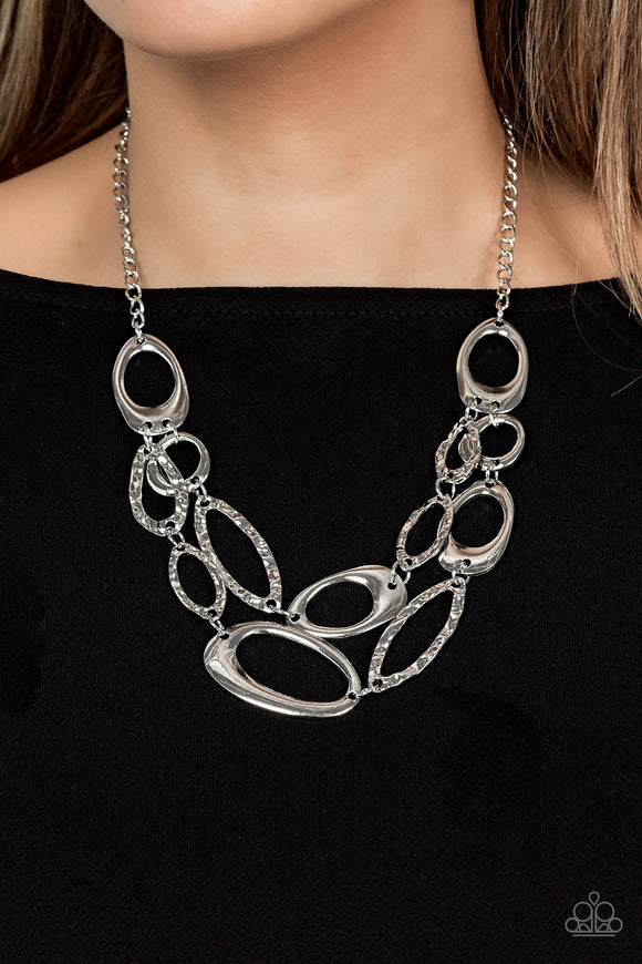 Game OVAL - Silver ~ Paparazzi Necklace - Glitzygals5dollarbling Paparazzi Boutique 