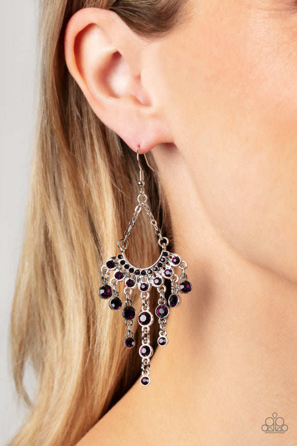 Commanding Candescence - Purple ~ Paparazzi Earrings - Glitzygals5dollarbling Paparazzi Boutique 