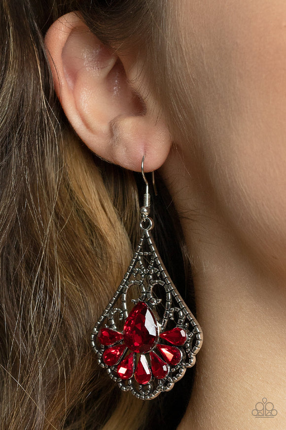 Exemplary Elegance - Red ~ Paparazzi Earrings - Glitzygals5dollarbling Paparazzi Boutique 